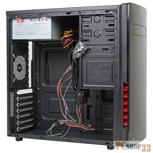 Корпус 3Cott 3C-ATX-J138, Black, ATX, блок питания 450 Вт, выходы USB 2.0x2, Audio+Mic, материал шасси класса A, SPCC толщиной 0.5mm