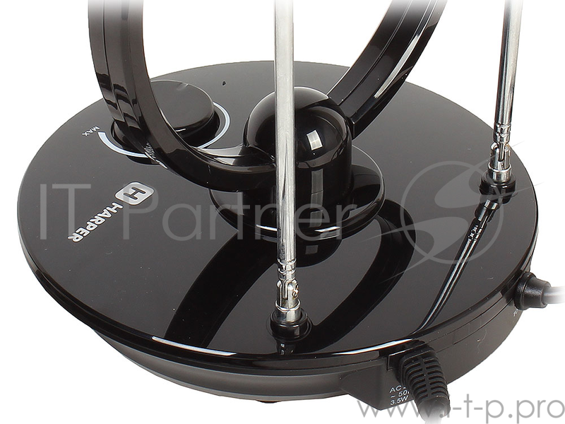 Телевизионная антенна HARPER ADVB-2969 (комнатная, активнаяDVB-T2 VHF / UHF (174–230 MHz, 470-862 MHz) 25 dB 75 3 dB 1м)