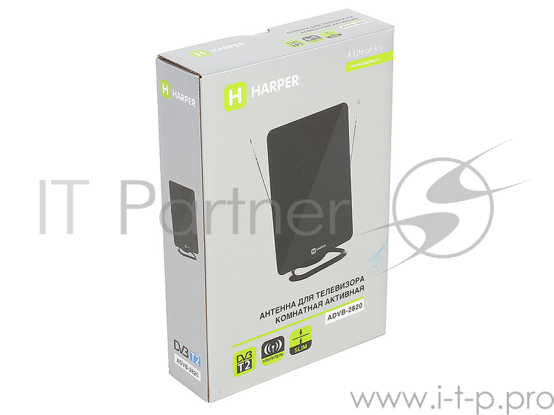 Телевизионная антенна HARPER ADVB-2820 (комнатная, активнаяDVB-T2 VHF / UHF (174–230 MHz, 470-862 MHz) 25 dB 75 3 dB питание-DVB-T2)