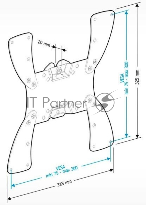 Кронштейн Holder Кронштейн Holder/ 19-32 макс 300*300 наклон 10? поворот 0?от стены: 37мм