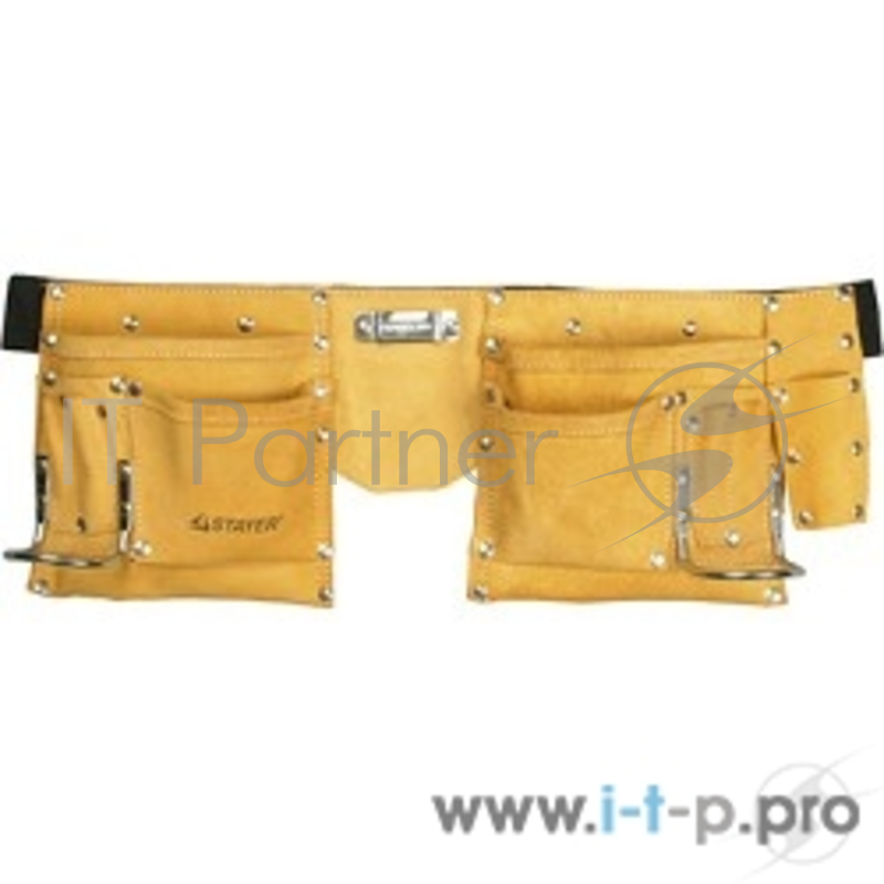 Ручной инструмент Пояс STAYER MASTER для инструментов, кожаный, 10 карманов, 2 скобы 38510