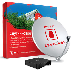 МТС ТВ №97 спутник Комплект Спутникового ТВ МТС, приемник DVB-S EKT DSD 4404, Антенна 0.6 серая, конвертер, кабель, смарт-карта CAS Irdeto, услуга Спутникового ТВ на 1 год, Коробка