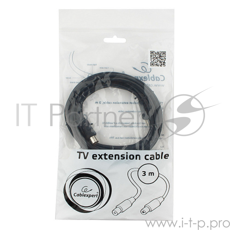 Кабель телевизионный Cablexpert, CCV-515-3M, Coaxial M/F, 3м