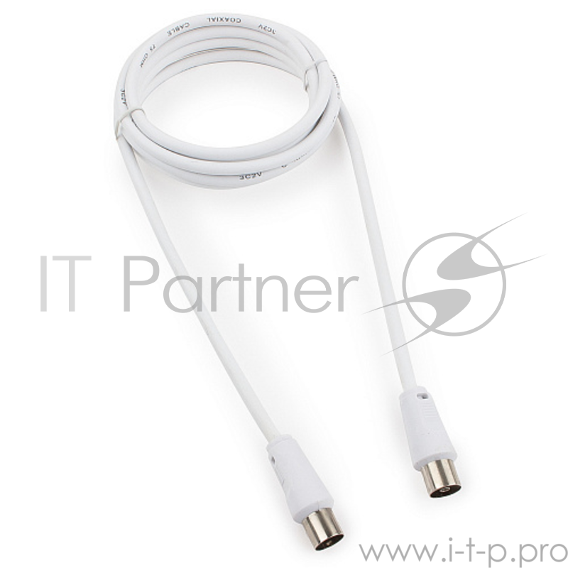 Кабель телевизионный Cablexpert CCV-515-W, Coaxial M/F, белый, 1.8м