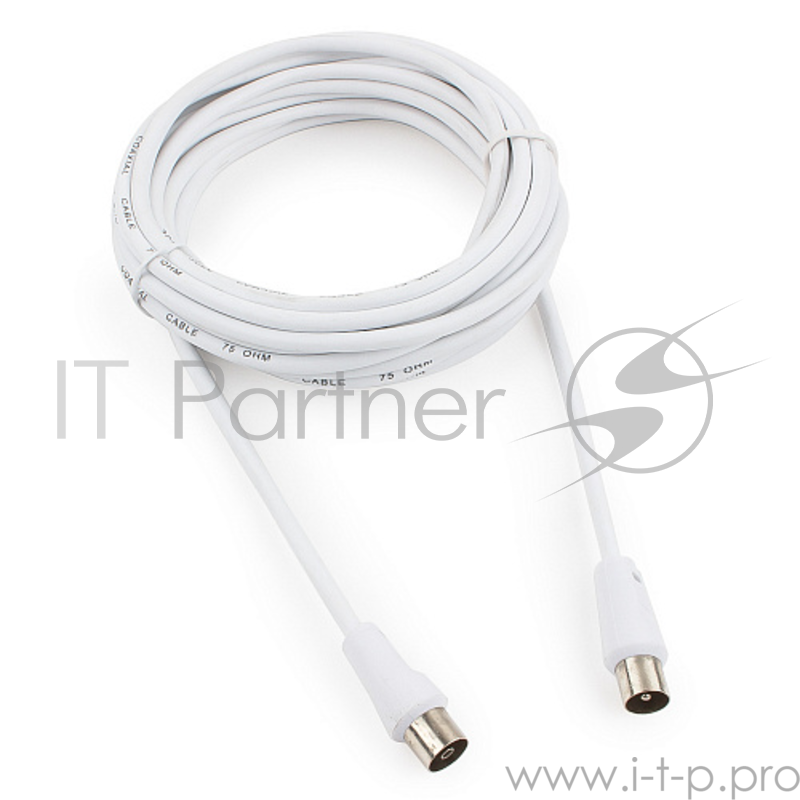 Кабель телевизионный Cablexpert, CCV-515-W-5M, Coaxial M/F, белый, 5м