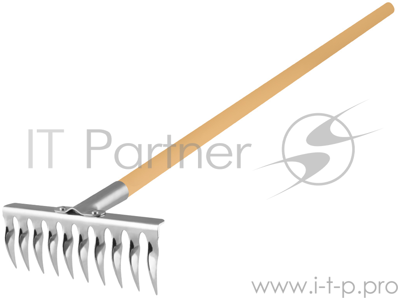 Грабли ЦЕНТРОИНСТРУМЕНТ 0529-Ч нерж. покрытие, черенок, 10 витых зубьев