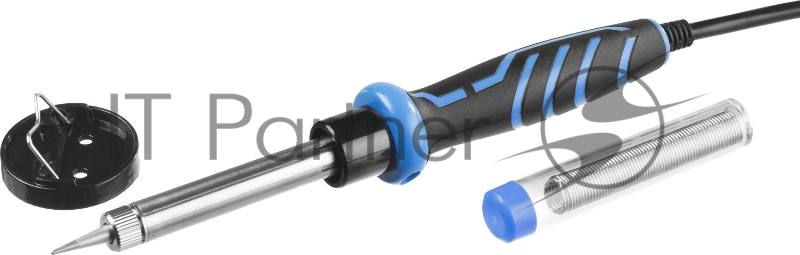 Паяльные лампы (Автомобильные) Паяльник c двухкомпонентной рукояткой в наборе с припоем и подставкой, ЗУБР Профессионал 55402-60, 60Вт, конус 55402-60_z01