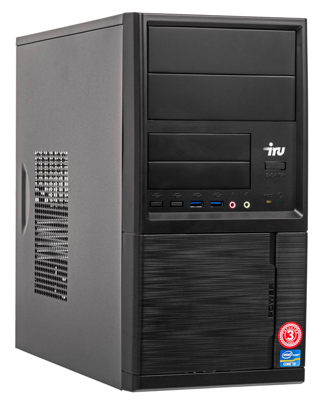 ПК IRU Office 315 MT i3 8100 (3.6)/4Gb/SSD120Gb/UHDG 630/Free DOS/GbitEth/400W/черный