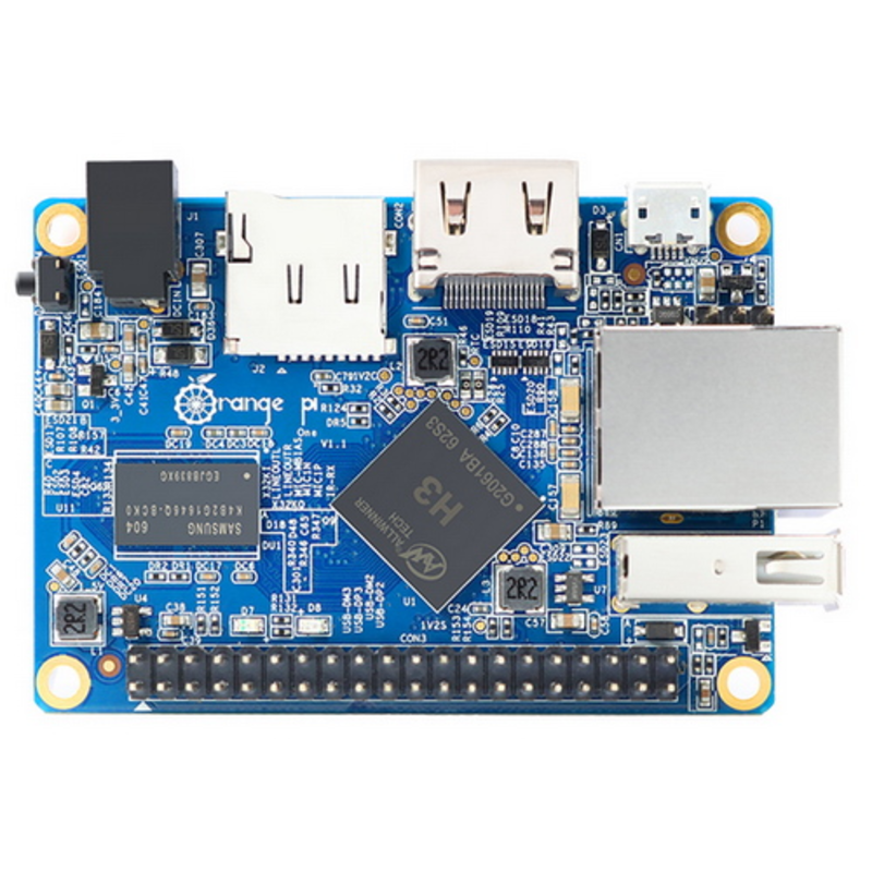Миникомпьютер Orange Pi One, Allwinner H3 1.6GHz, 512Mb, HDMI, LAN, 1xUSB, microSD, 40xGPIO
