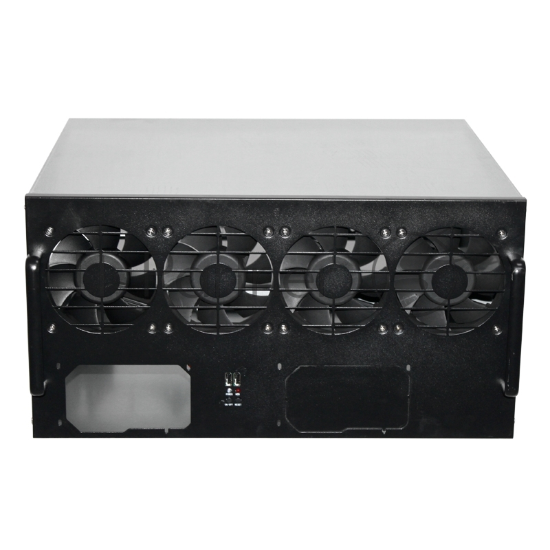 Корпус для майнинга Exegate Pro 8-430 <без БП, 2*USB, 4*fan 120мм, места под: 8 видеокарт, 2 БП>