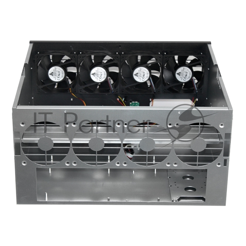 Корпус для майнинга Exegate Pro 8-430 <без БП, 2*USB, 4*fan 120мм, места под: 8 видеокарт, 2 БП>