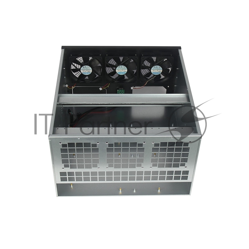 Корпус для майнинга Exegate Pro 6-470 <без БП, 2*USB, 3*fan 120мм, места под: 6 видеокарт, 2 БП>