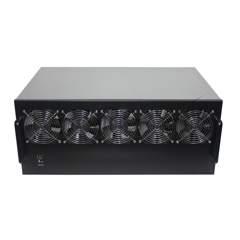 Корпус для майнинга Exegate Pro 13-430 <без БП, 2*USB, 5*fan 120мм, места под: 13 видеокарт, 2 БП>