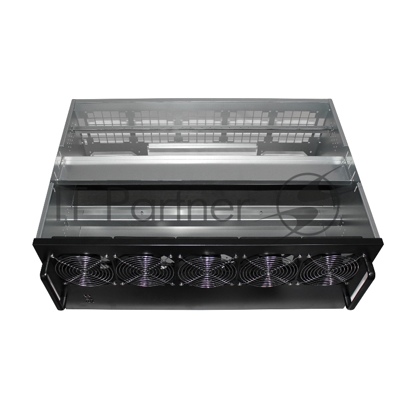 Корпус для майнинга Exegate Pro 13-430 <без БП, 2*USB, 5*fan 120мм, места под: 13 видеокарт, 2 БП>
