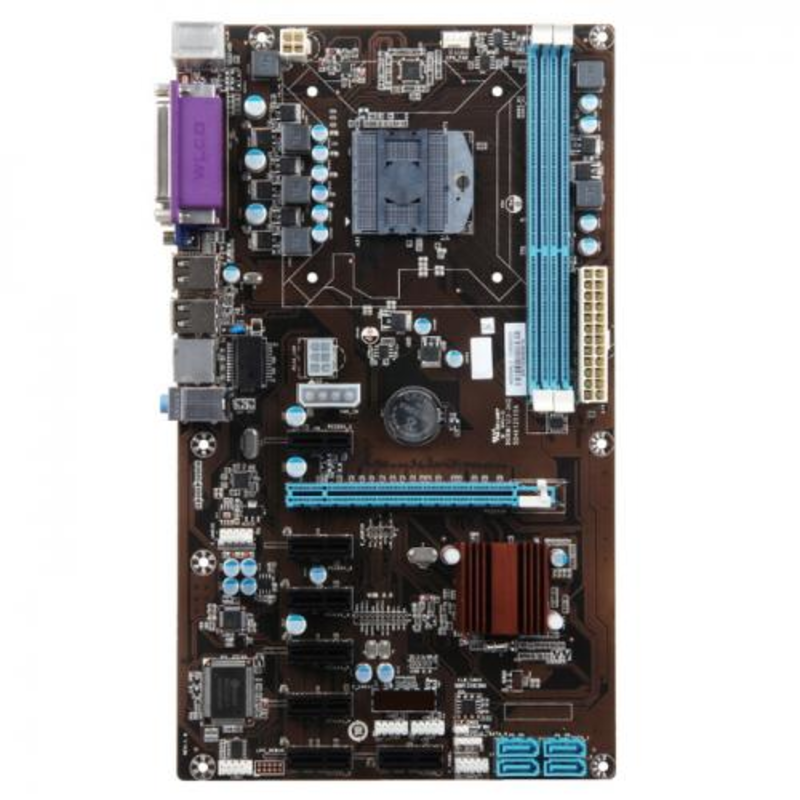 Материнская плата для майнинга HM76-BTC-COMBO + (P2) Pentium B950 in socket плата для майнинга на 8+ GPU, 1xPCI-Ex16, 7xPCI-Ex1, w/o LGA775 cooler, RTL {20}