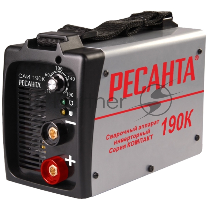 Ресанта Сварочное оборудование, Инверторы Ресанта САИ 190К 65/36 Сварочный аппарат компакт 65/36 {154В-242В, макс.5,5кВт, 10А-190А, ПВ 70%, напр. холостого хода 80В, напр. 27В, макс. диаметр электрода 5мм, 3,5кг} 4606059018872
