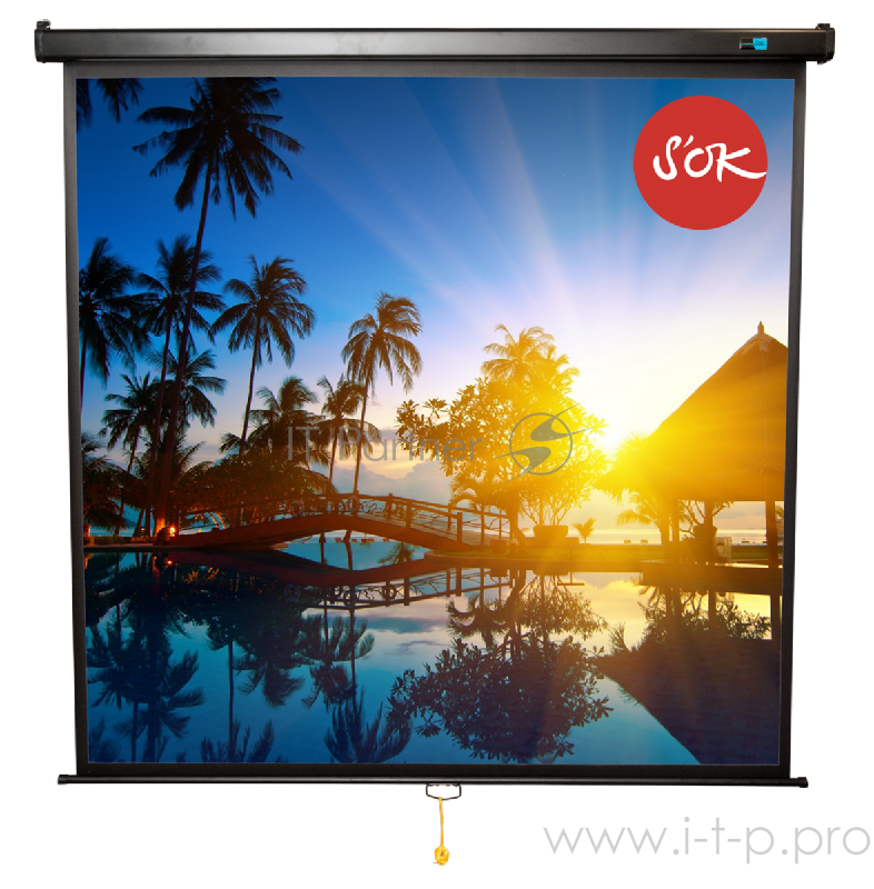 Экран 180x180см Wallscreen 1:1 настенно-потолочный рулонный ЧЕРНЫЙ 100'