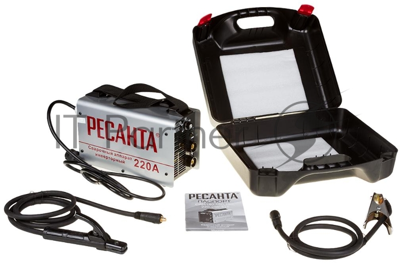 Ресанта Сварочное оборудование, Инверторы Ресанта САИ 220 65/22 Сварочный аппарат инверторный в кейсе 65/22 {154В-242В, макс.6,6кВт, 10А-220А, ПВ 70%, напр. холостого хода 80В, напр. 28В, макс. диаметр электрода 5мм, 4,9 кг}