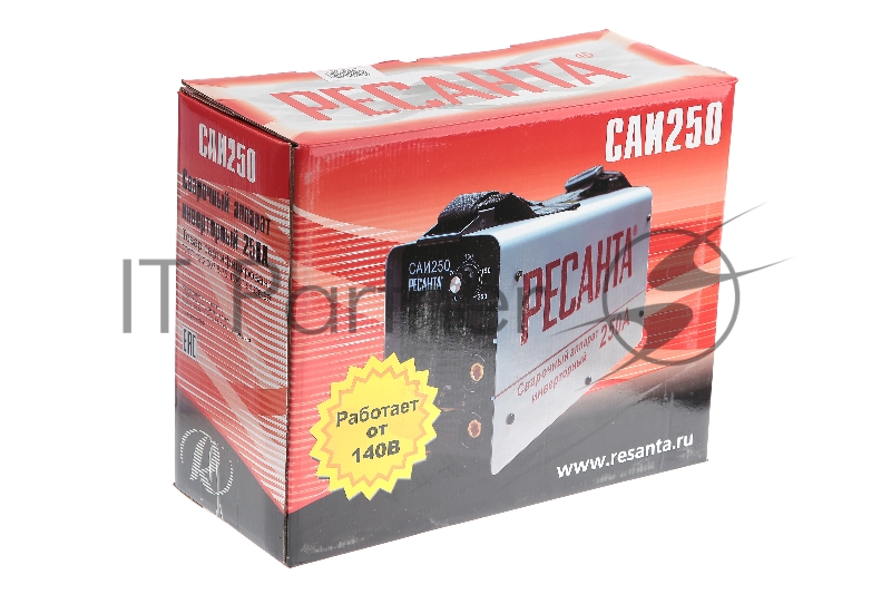 Ресанта Сварочное оборудование, Инверторы Ресанта САИ 250 65/6 Сварочный аппарат инверторный 65/6 {154В-242В, макс.7,7кВт, 10А-250А, ПВ 70%, напр. холостого хода 80В, напр. 29В, макс. диаметр электрода 6,мм, 5 кг} 4606059015659