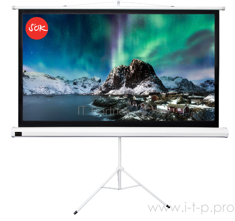 Экран 221x124.5см TriScreen 16:9 напольный рулонный белый 100' Matt White (MW), серый корпус
