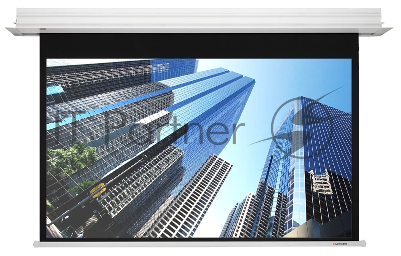 Встраиваемый экран с электроприводом Lumien Master Recessed Control 128х221 см (раб.область 120х213 см) (96) Matte White чёрн.кайма по периметру, черн.кайма сверху 53 см, триггер, RS232, IR, RF управл. в комплекте, цвет корпуса белый 16:9