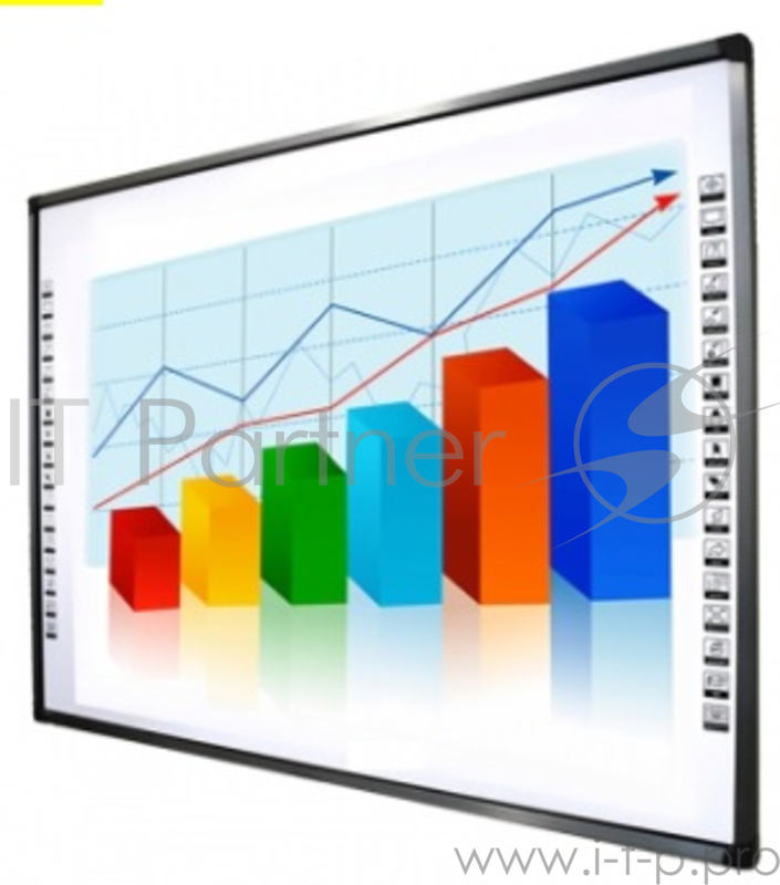 Инфракрасная интерактивная доска 90”(16:10), разрешение 32768х32768, рабочая область 2170*1175 мм, габариты 212*122*4 см,multi-touch 10 точек