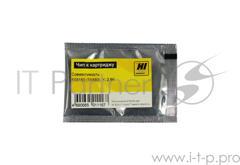 Чип к картриджу Kyocera FS-5150 (Hi-Black), TK-580, 2.8K, Y