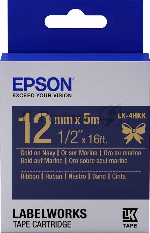 Лента Epson Tape LK-4HKK Satin Ribbon Gold/Navy 12/5
