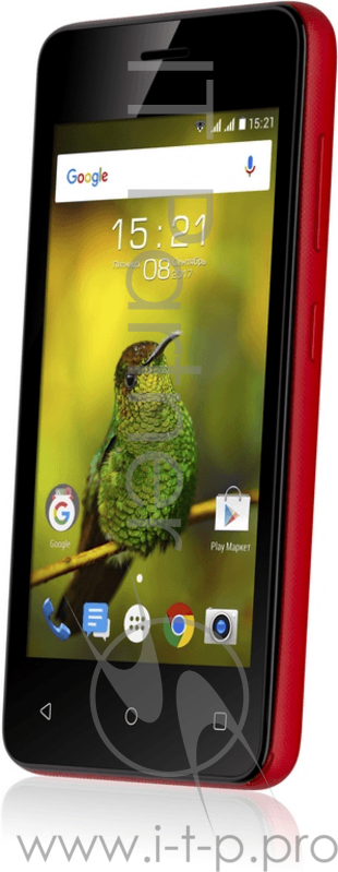 Смартфон Fly FS408 Red, 4'' 854x480, 1.3GHz, 2 Core, 512MB RAM, 8GB, up to 32GB flash, 2Mpix, 2 Sim, 2G, 3G, BT, Wi-Fi, Micro-USB, 1300mAh, Android 6.0, 109g, 123.5x63.8x10.2