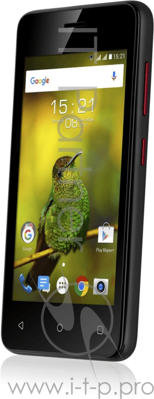 Смартфон Fly FS408 Black, 4'' 854x480, 1.3GHz, 2 Core, 512MB RAM, 8GB, up to 32GB flash, 2Mpix, 2 Sim, 2G, 3G, BT, Wi-Fi, Micro-USB, 1300mAh, Android 6.0, 109g, 123.5x63.8x10.2