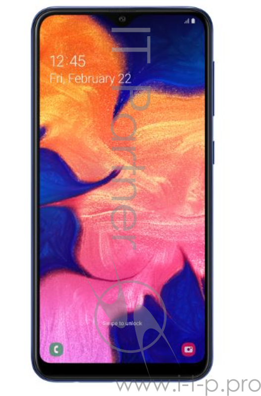 Смартфон Samsung SM-A105F Galaxy A10 32Gb 2Gb синий моноблок 3G 4G 2Sim 6.2