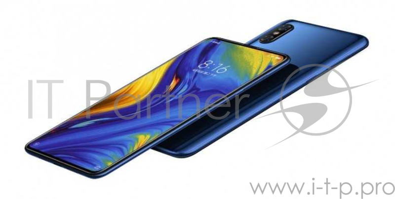 Смартфон Xiaomi Mi Mix 3 Sapphire Blue (M1810E5A), 6.39'' 1080x2340, 2.7GHz+1.7GHz, 8 Core, 6GB RAM, 128GB, 12Mpix+12Mpix/24Mpix+2Mpix, 2 Sim, 2G, 3G, LTE, BT v5.0, WiFi 802.11 a/b/g/n/ac, NFC, GPS / AGPS, GLONASS, Type-C, 3200mAh, Android 9.0 (Pie),