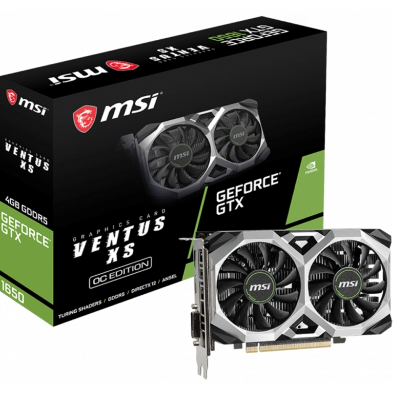 Видеокарта MSI PCI-E GTX 1650 VENTUS XS 4G OC nVidia GeForce GTX 1650 4096Mb 128bit GDDR5 1485/8000 DVIx1/HDMIx1/DPx1/HDCP Ret