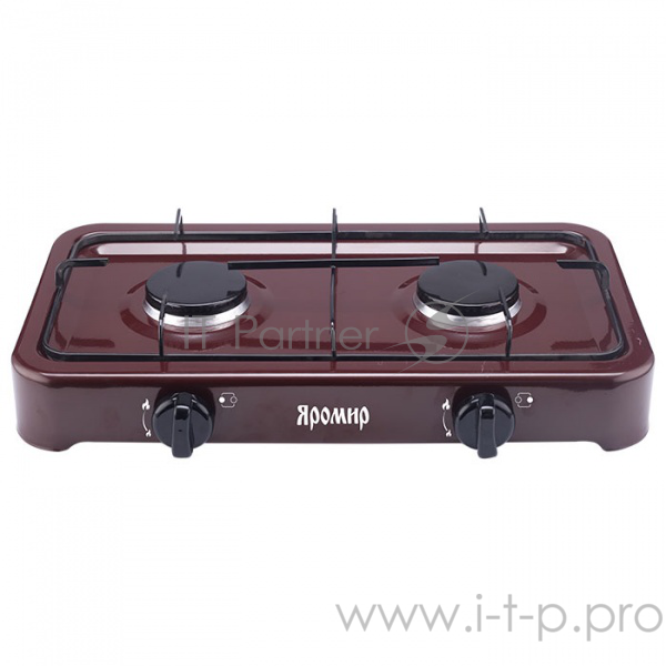 Плитка газовая ЯРОМИР ЯР-3012(1) двухконфорочная цвет темно- коричневый ЯР-3012(1)