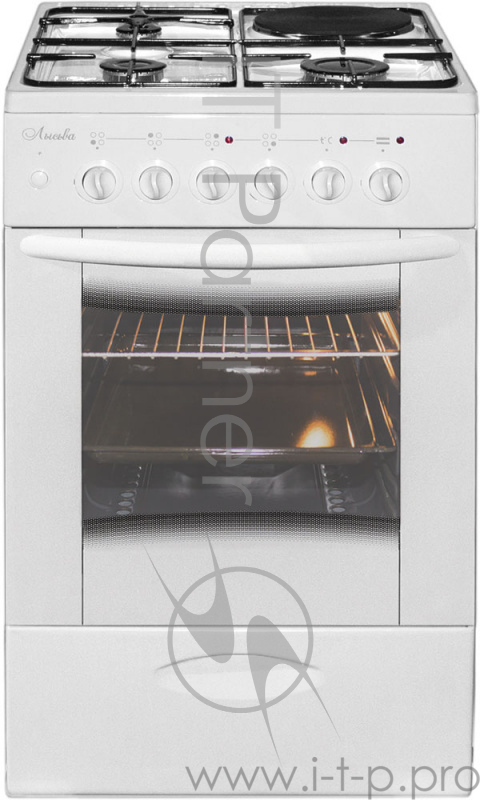 Плита Комбинированная Лысьва ЭГ 1/3г14 МС-2у вишневый (стеклянная крышка)