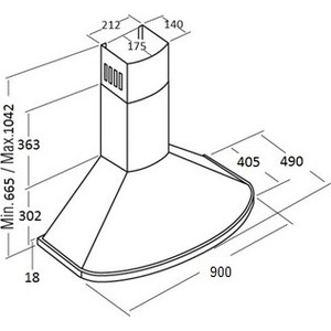 Вытяжка Kuppersberg Настенная вытяжка, ширина 90 см, отвод/рециркуляция, 650 м3/час, электронное управление, 3 скорости, галогеновое освещение 2х20 Вт, анодированные алюминиевые жироулавливающие фильтры, таймер, угольный фильтр С6С (опция), 42 дБ, ц