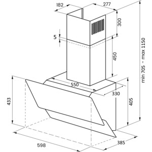 Вытяжка Kuppersberg F 630 W, ширина 60 см, отвод/рециркуляция, 850 м3/час, электронное сенсорное управление, таймер, 5 скоростей, светодиодное освещение 2х2 Вт, металлические жироулавливающие фильтры, угольный фильтр KF-ES (опция), 42-58 дБ, система