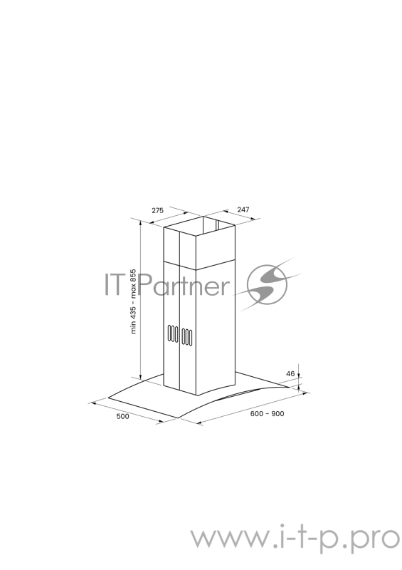 Вытяжка Kuppersberg KAMINOX 90 X 4HPB, ширина 90 см, нержавеющая сталь
