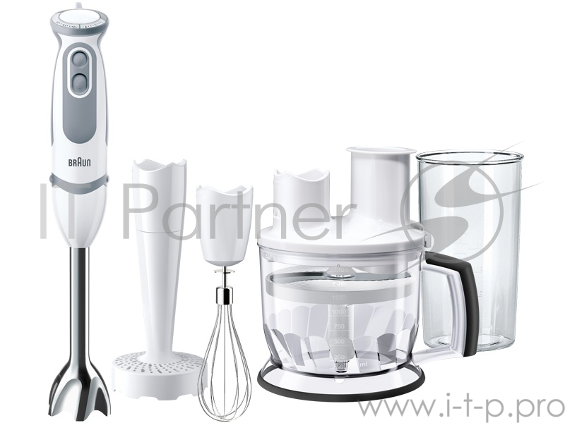 Блендер погружной Braun MQ5077 BUFFET+ 750Вт белый/серый