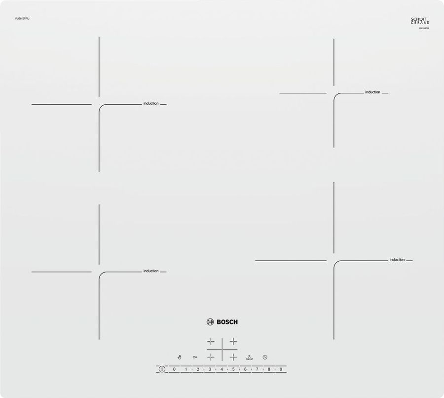 Индукционная варочная панель BOSCH PUE612FF1J 60 cm, белый