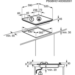Газовая варочная поверхность Electrolux GPE 363YK в.г/пан - газ на стекле, 2 чугунных держателя, газконтроль варочной поверхности, интегрированный автоподжиг варочной поверхности, конфорки: Vertical Flame, средней мощности, Vertical Flame, средней м