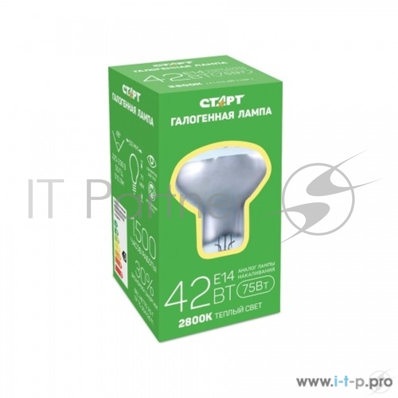 СТАРТ Галогенная лампа. Теплый свет. Колба - R50 ГЛН R50 42Вт Е14--10/100 (В)