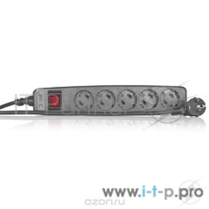 Бытовые удлинители Эра SF-5es-4m-B черный {Сет.фильтр с заземл, 3x1 мм2, со шт, с выкл, 5гн, 4м}