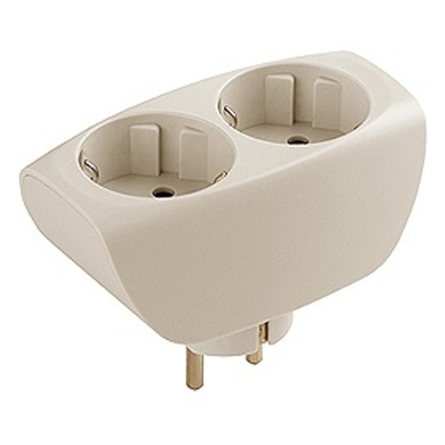 Бытовые удлинители ЭРА Тройник на 2 гнезда, c заземл, со шторками, (сл. кость) (10/60/1440) SPE2E-1