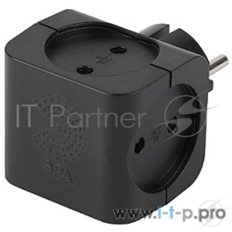 Бытовые удлинители ЭРА SP-4-B чёрный {Тройник 4гн, без заземл}