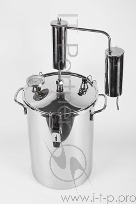Дистиллятор Первач Элит-Аромат 17Т домашний, 17л, термометр, клапан избыт. давления, разборный сухоп., слив сивушных масел, охл. сетка-конт., съемн. к