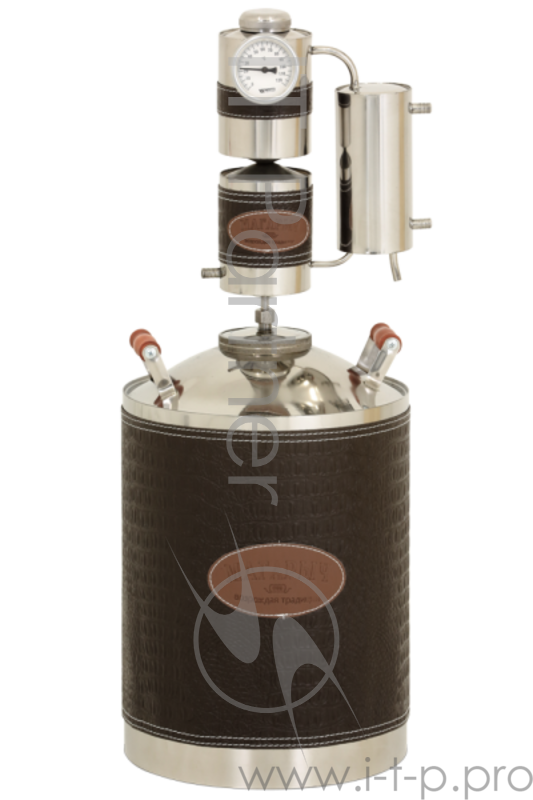 Дистиллятор МАГАРЫЧ МАШКОВСКОГО 20 БКДР, 20л., Хаки/Экокожа большая крышка, деревянная ручка, термостат, сухопарник