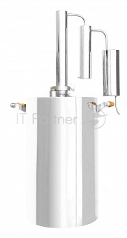 Дистиллятор Уральский Самовар 20л, ЗЕРКАЛЬНАЯ нерж. сталь, ТОЛСТОЕ дно 3 мм, для ВСЕХ видов плит, УДОБНОЕ кламповое соединение, деревянные ручки, тер