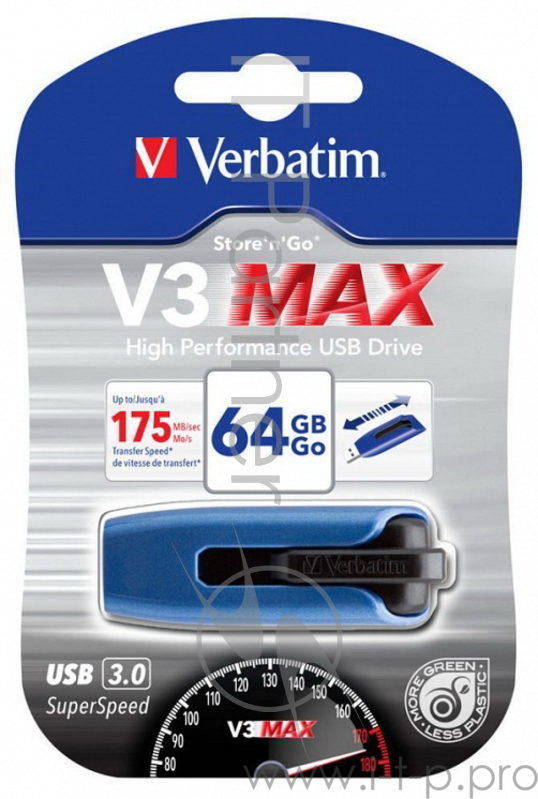Флеш Диск Verbatim 64Gb V3 Max Store n Go Drive 049807 USB3.0