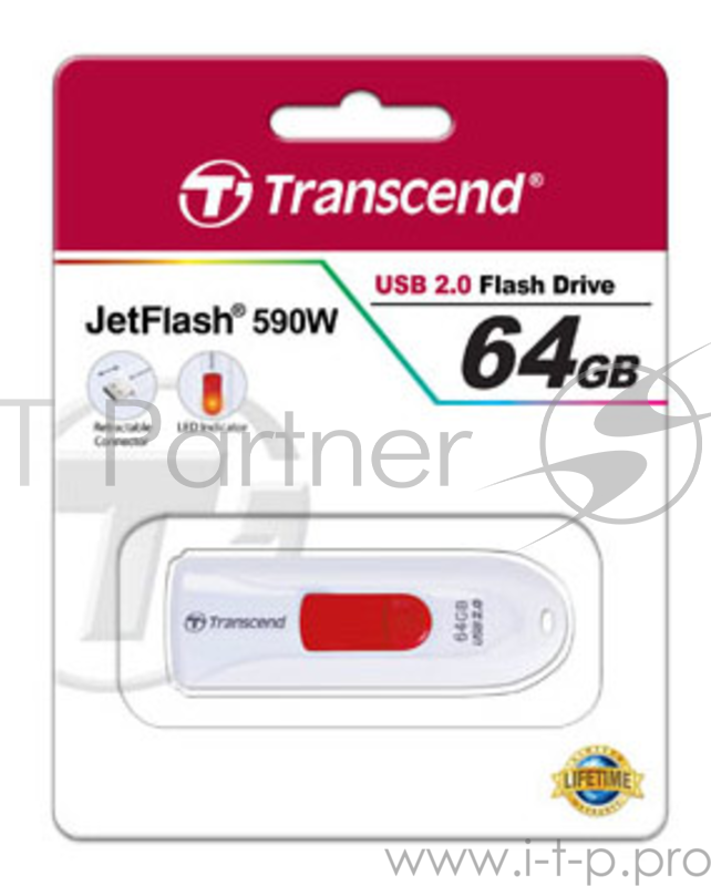 Флеш Диск Transcend 64Gb Jetflash 590 USB2.0 белый